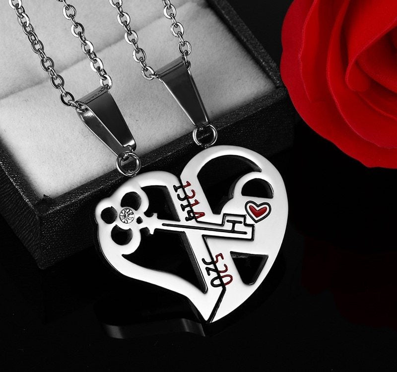 Anhänger Liebe Halskette Set Liebhaber Valentinstag Geschenke Edelstahl Kette Halskette