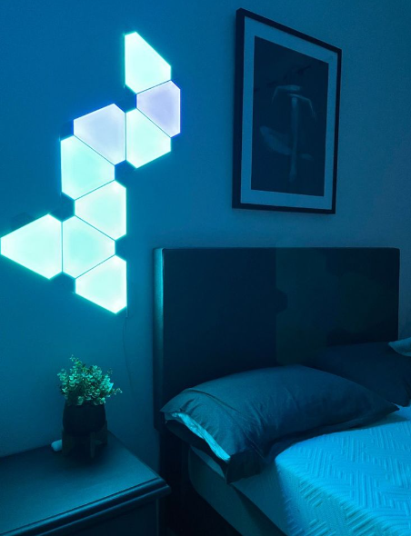 RGB WIFI APP Bluetooth LED Triangle Indoor Atmosphere Wall Lamps for Computer Game Bedroom Decoration DIY Quantum Night Light