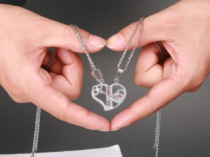 Anhänger Liebe Halskette Set Liebhaber Valentinstag Geschenke Edelstahl Kette Halskette