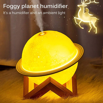 Moon Lamp Air Humidifier, 2 in 1 LED Night Light & Humidifiers for Bedroom with USB Recharge, 200ML 3D LED Moon Light with Stand, Planet Cool Mist Humidifier for Home, Living Room, Office