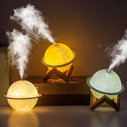 Moon Lamp Air Humidifier, 2 in 1 LED Night Light & Humidifiers for Bedroom with USB Recharge, 200ML 3D LED Moon Light with Stand, Planet Cool Mist Humidifier for Home, Living Room, Office