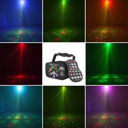 RGB Mini DJ Disco Laser Light Projector USB Rechargeable LED UV Sound Strobe Stage Effect Wedding Xmas Holiday Party Lamp