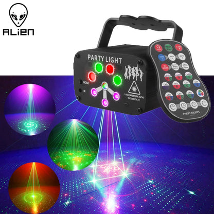 RGB Mini DJ Disco Laser Light Projector USB Rechargeable LED UV Sound Strobe Stage Effect Wedding Xmas Holiday Party Lamp