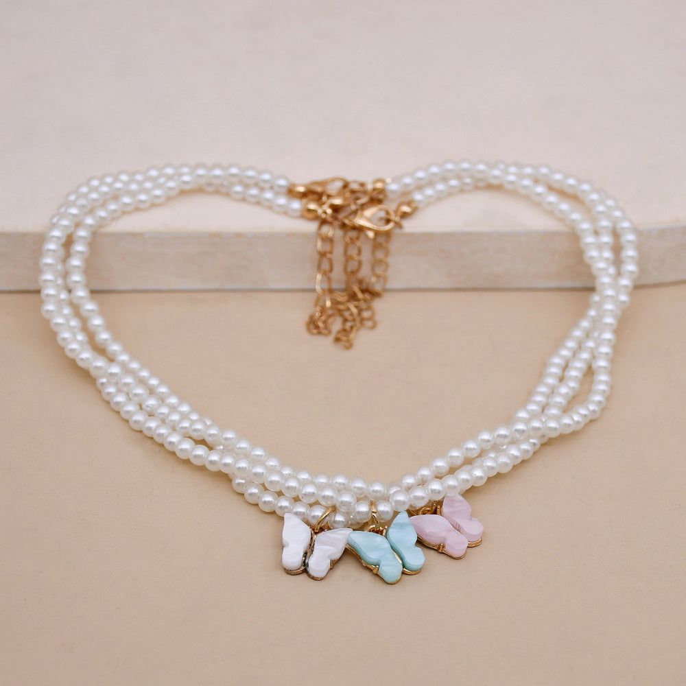 Europäische und amerikanische Opal Bow Knot Perlenkette Damen