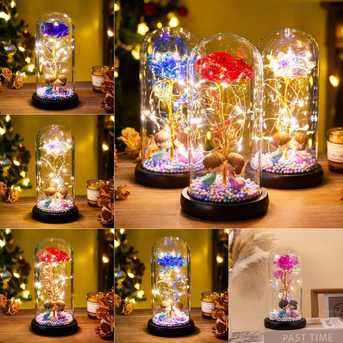 Ewige Rose, LED-Lichtfolie, Blume in Glasabdeckung, Nachtlichter, Valentinstagsgeschenke, Lampendekor für Zuhause, Schlafzimmer, Hochzeitsgeschenk, Valentinstagsgeschenke